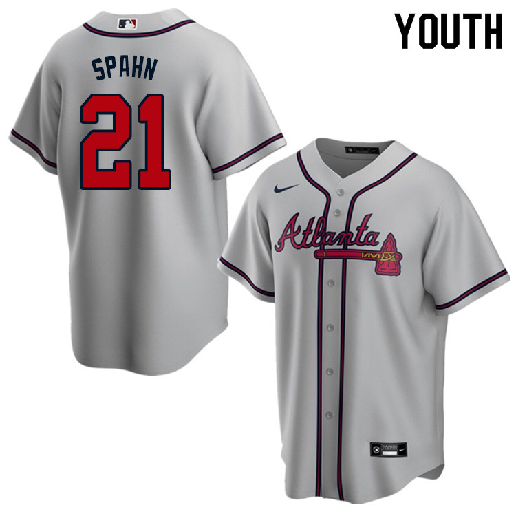 Nike Youth #21 Warren Spahn Atlanta Braves Baseball Jerseys Sale-Gray